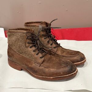 Men's Brown Leather and Wool Boots